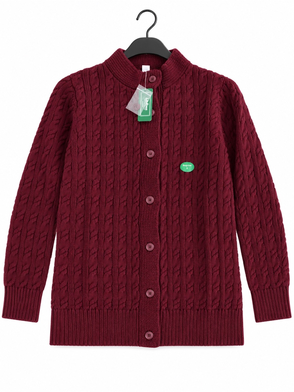 L.L.Bean Women’s NWT Deep Wine Cable Knit Button Cardigan Small